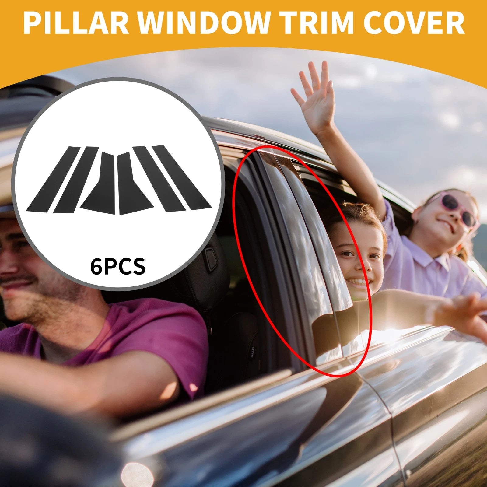 Set of 6 Car Pillar Window Trim Covers for Honda CR-V (2012–2016) Black