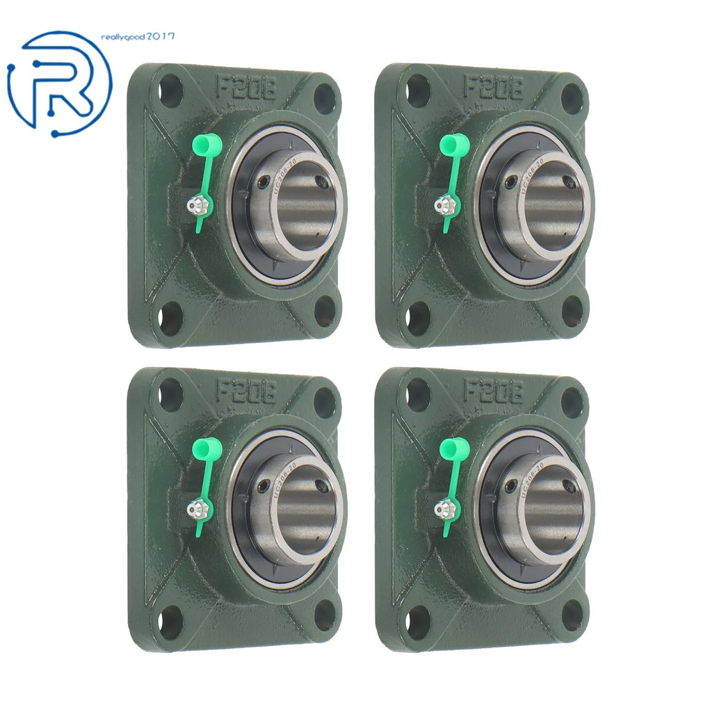 Set of 4 UCF206-20 Pillow Block Flange Bearings 1-1/4" Bore