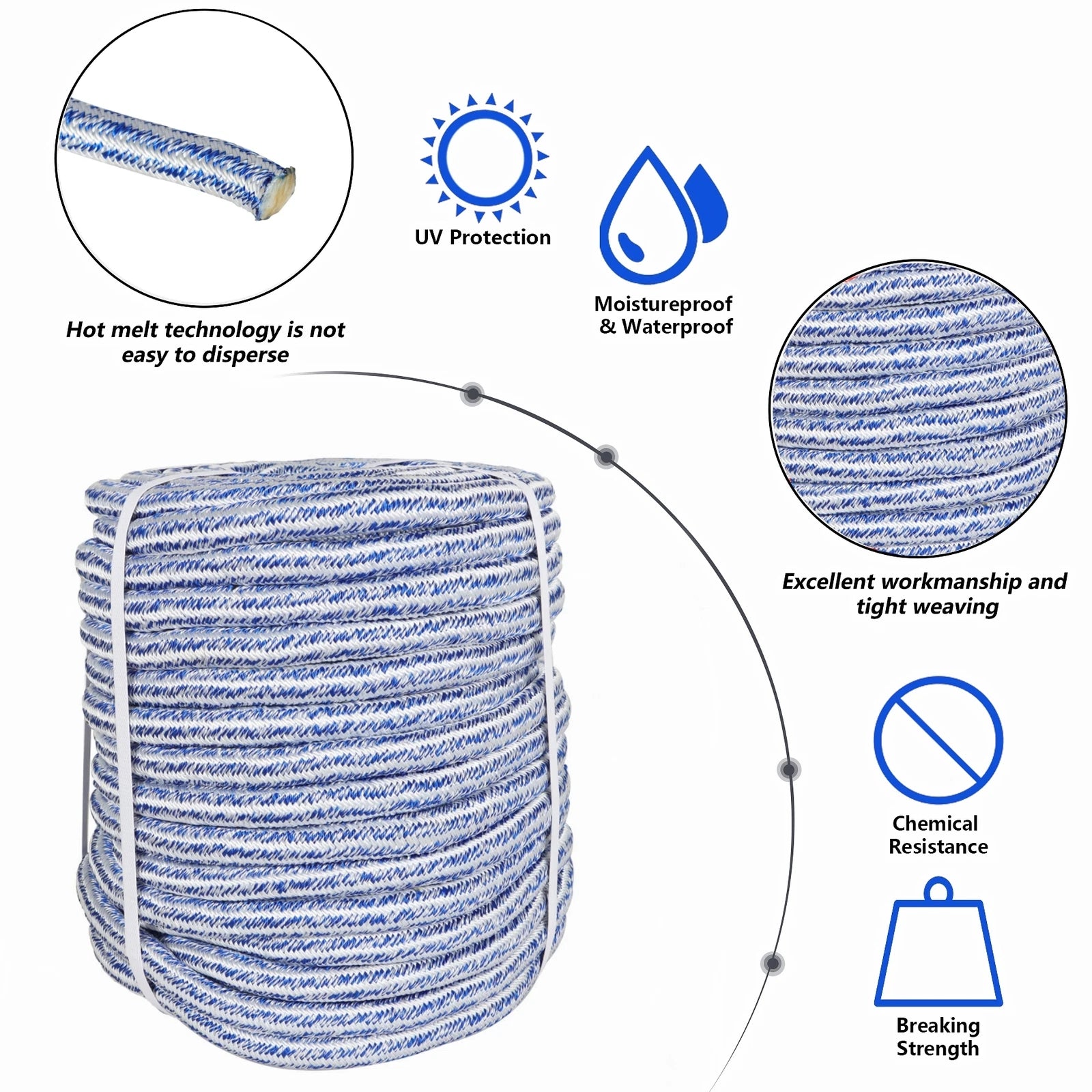 24 Strand Braid Polyester Rope for Arborist Use (150')