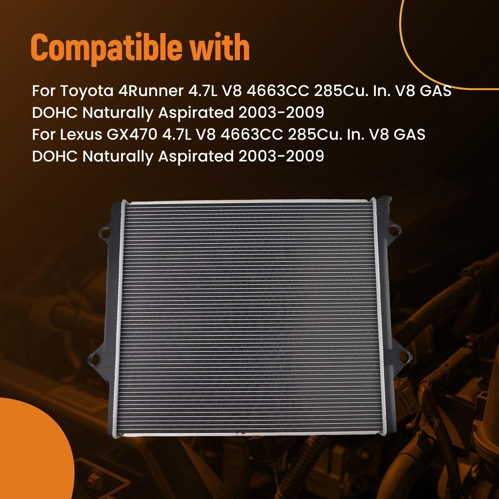 Coolant Radiator Assembly for Toyota 4Runner 4.7L (2003–2009) 1640050300