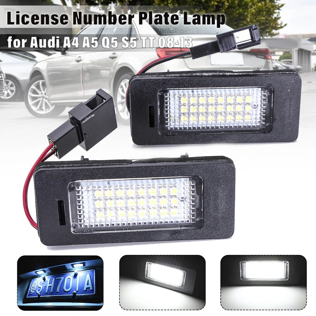 2X White LED License Plate Light Canbus for Audi A1 A3 A4 A5 A6 A7 Q3 Q5 (2010–2023)