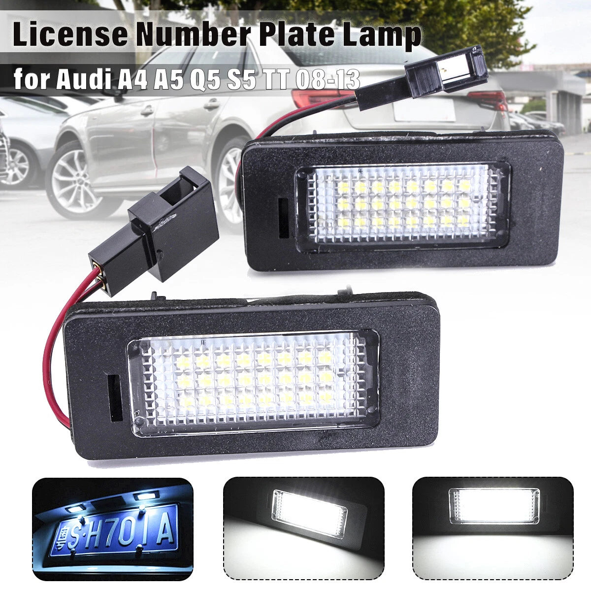 2X White LED License Plate Light Canbus for Audi A1 A3 A4 A5 A6 A7 Q3 Q5 (2010–2023)