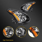 Headlight Assembly Pair for Nissan Rogue (2008–2013) Black Housing Amber