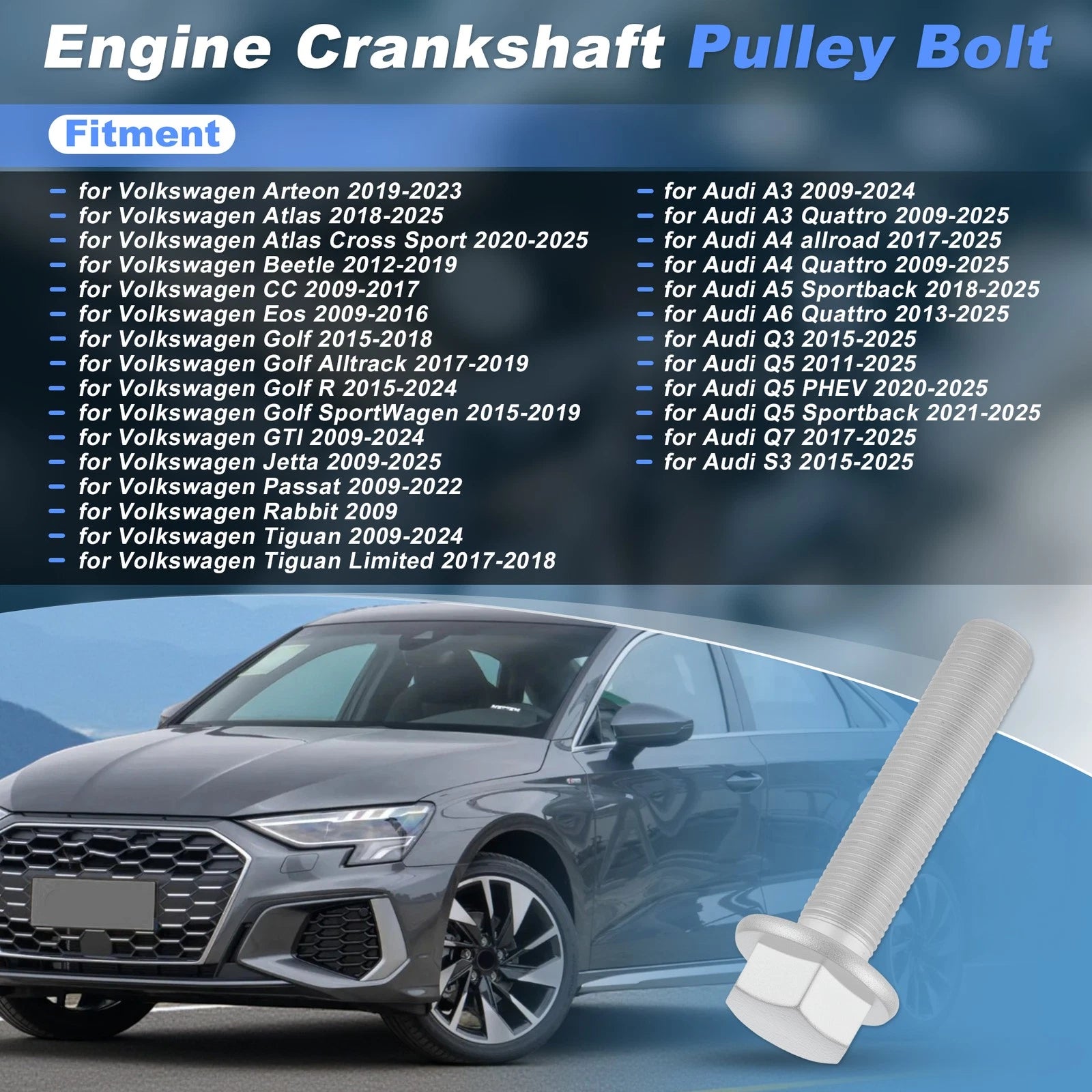 Crankshaft Pulley Bolt Kit WHT009475 for Audi A1 A3 A4 A5 A6 TT, VW EOS Golf