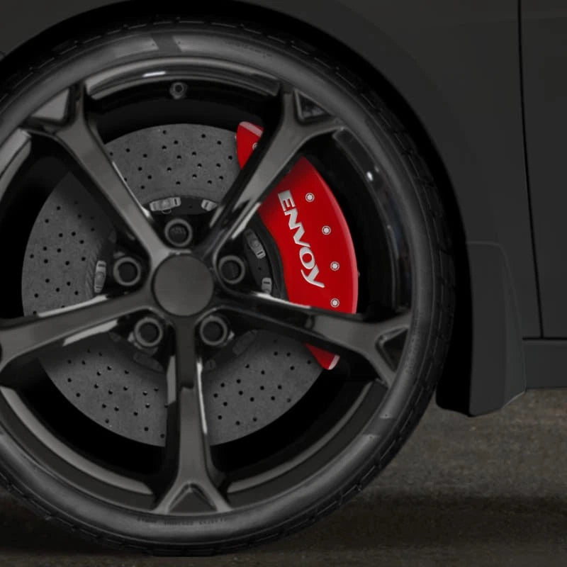 Front and Rear Red 'Envoy' Caliper Covers for 2006-2009 GMC Envoy by MGP