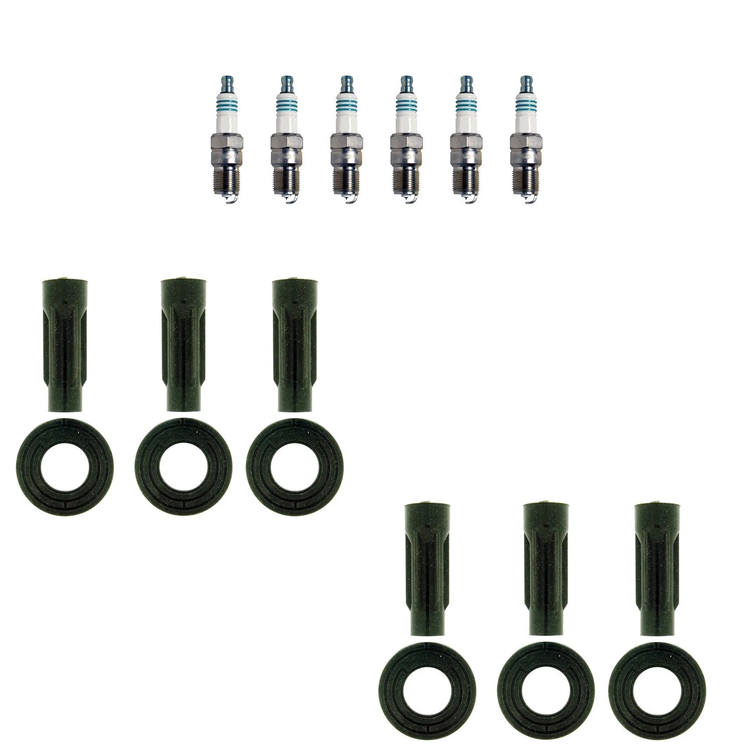 Set of 6 Denso Iridium Power Plugs & NGK Ignition Coil Boots for Escape Fusion (2005–2012)