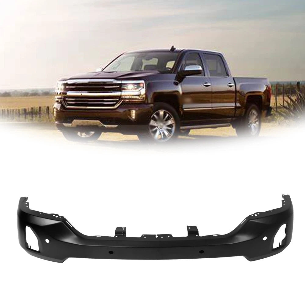 Bumper Face Bar for Chevrolet Silverado 1500 (2016–2018) Steel Black Front