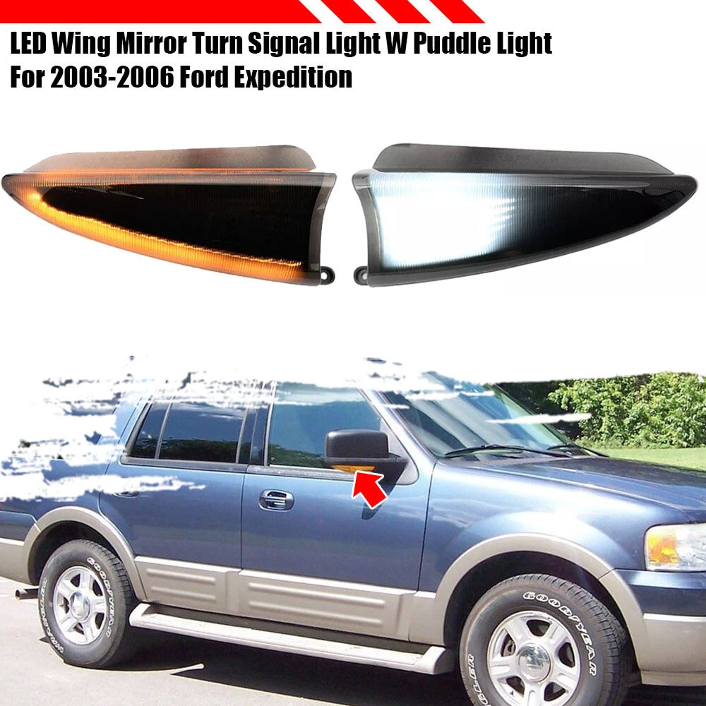 Smoked LED Wing Side Mirror Blinker Light for Ford Expedition Lincoln (2003–2006)