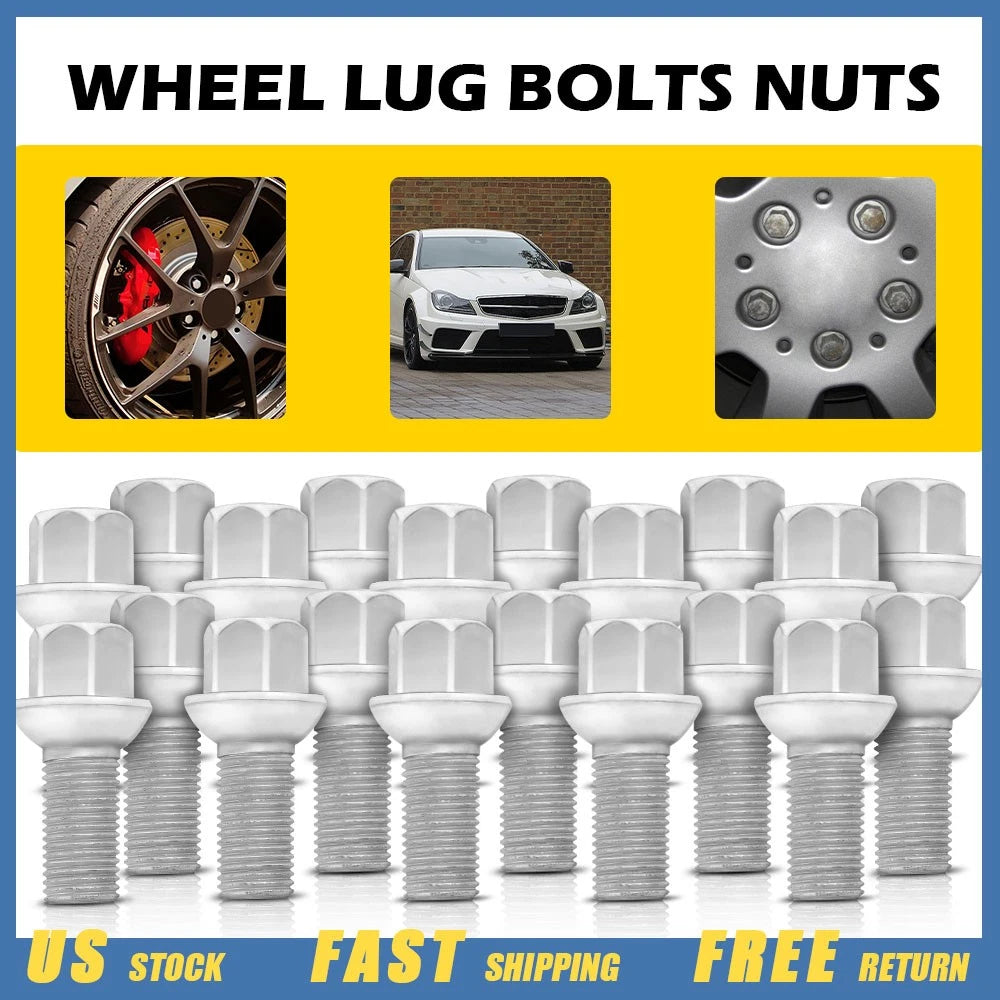 Set of 20 Silver Wheel Lug Bolts for Mercedes W164 W163 W211 W212 W219