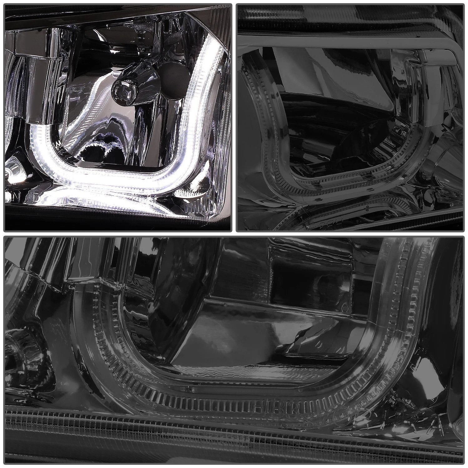 Smoked Amber J-Halo LED DRL Headlights for Chevy Silverado (2003–2007)