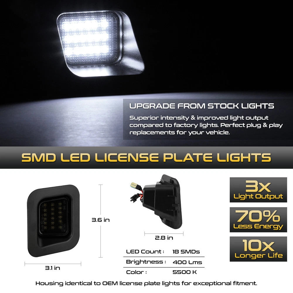 Smoked LED License Plate Lights for Dodge Ram 1500 2500 3500 (2003–2018)