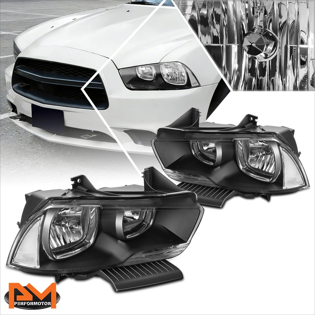 Headlight Set for Dodge Charger (2011–2014) - Black Housing, Clear Corner