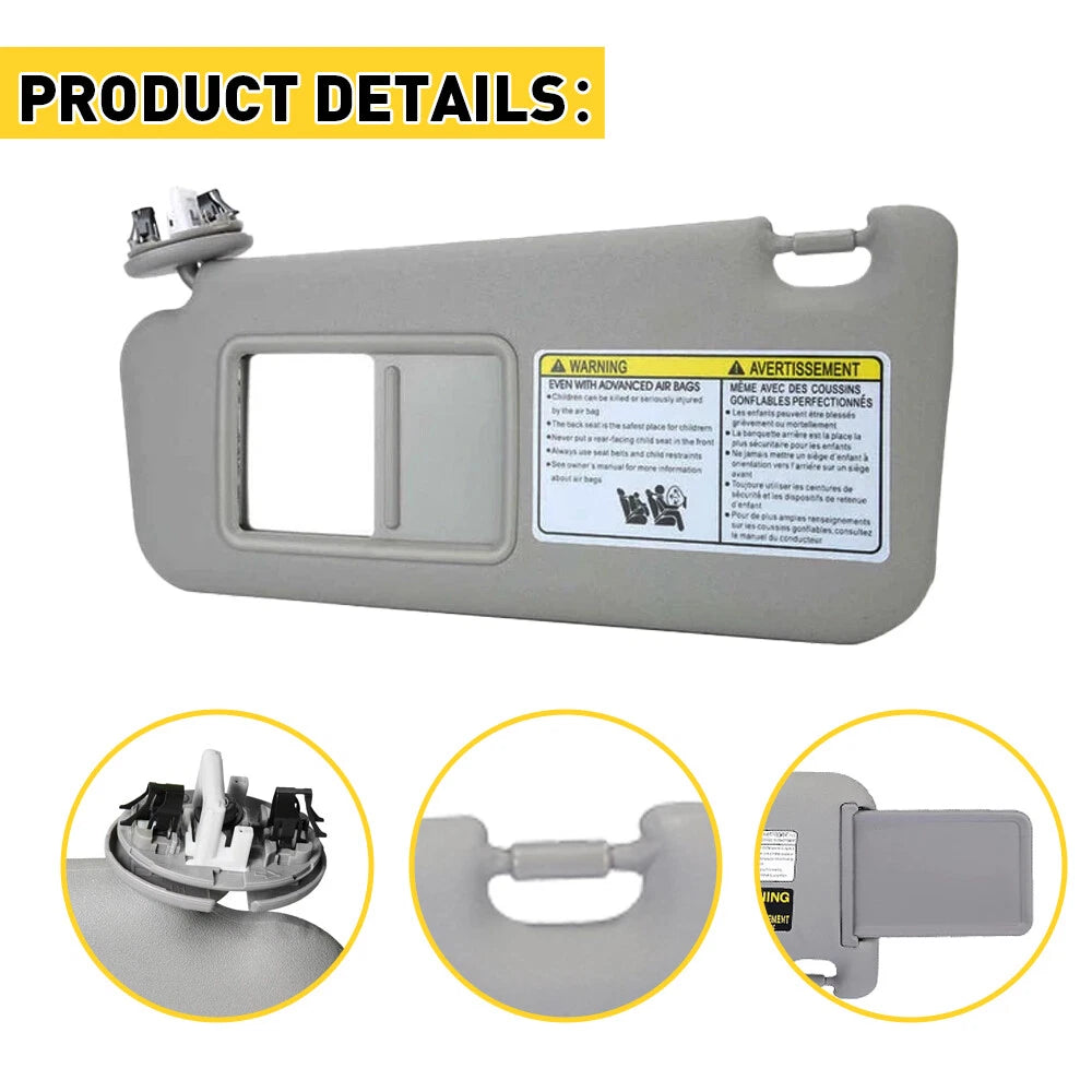 Driver Side Gray Sun Visor for Toyota RAV4 (2006â2012)