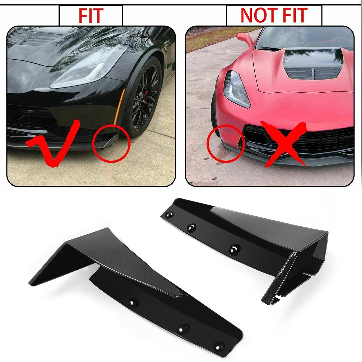 Front Bumper Splitter Extension Winglets for Corvette C7 Z06 (2014–2019)