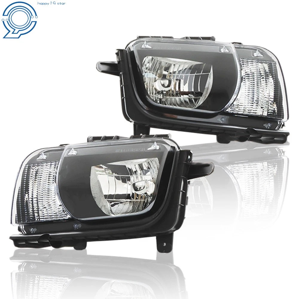 Set of 2 Halogen Headlights for Chevrolet Camaro (2010-2013) Black Housing