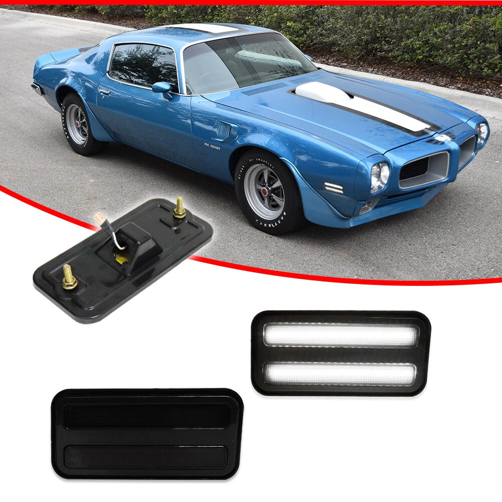 2X Smoke Lens White LED Side Marker Lights for Pontiac Firebird (1970–1981)
