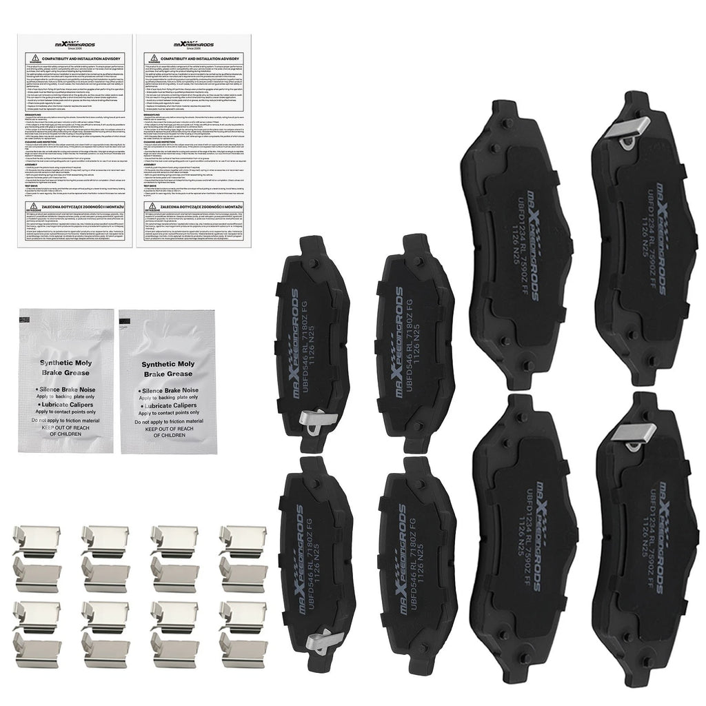 8Pcs Ceramic Brake Pads Kit for Jeep Liberty Wrangler (2007–2017)