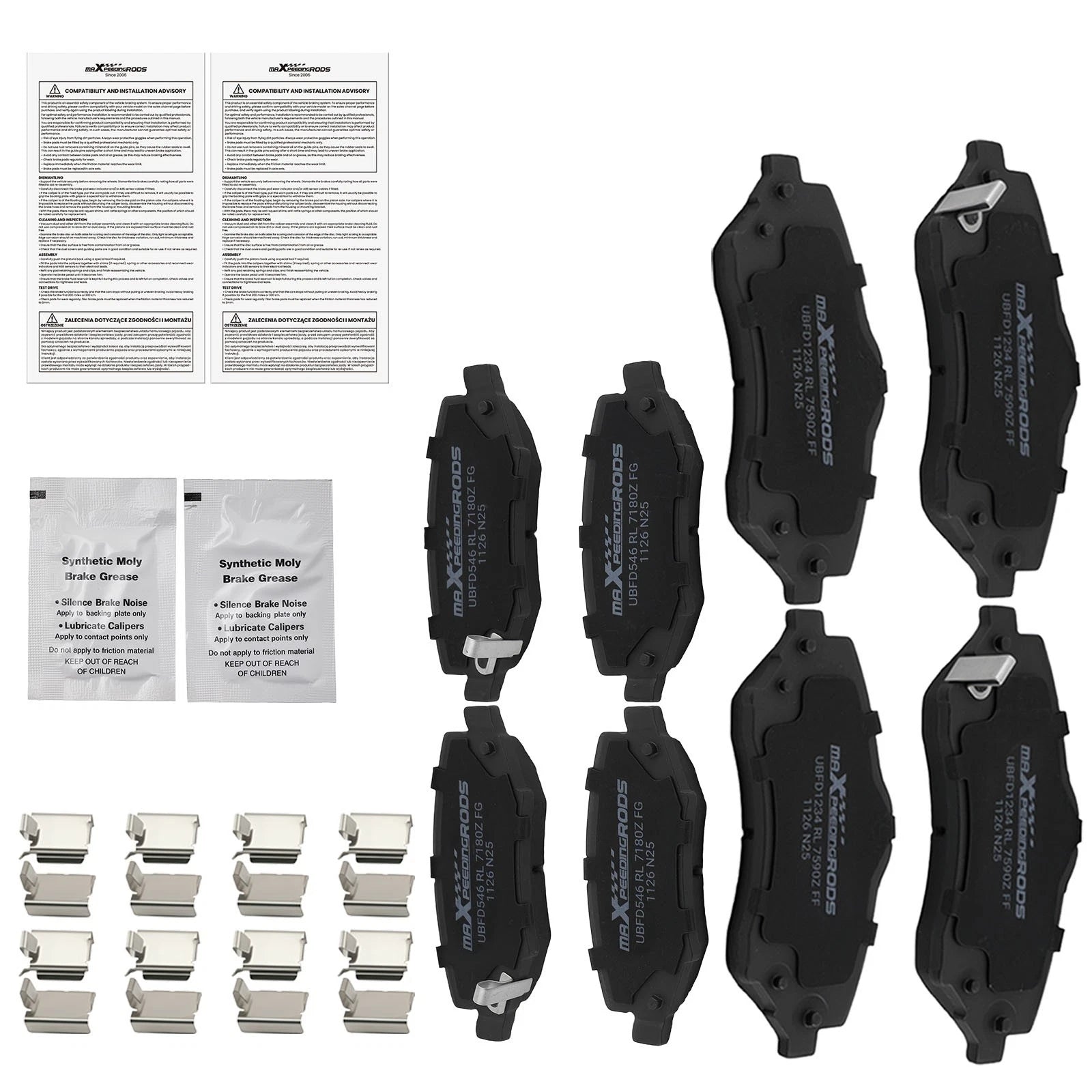 8Pcs Ceramic Brake Pads Kit for Jeep Liberty Wrangler (2007–2017)