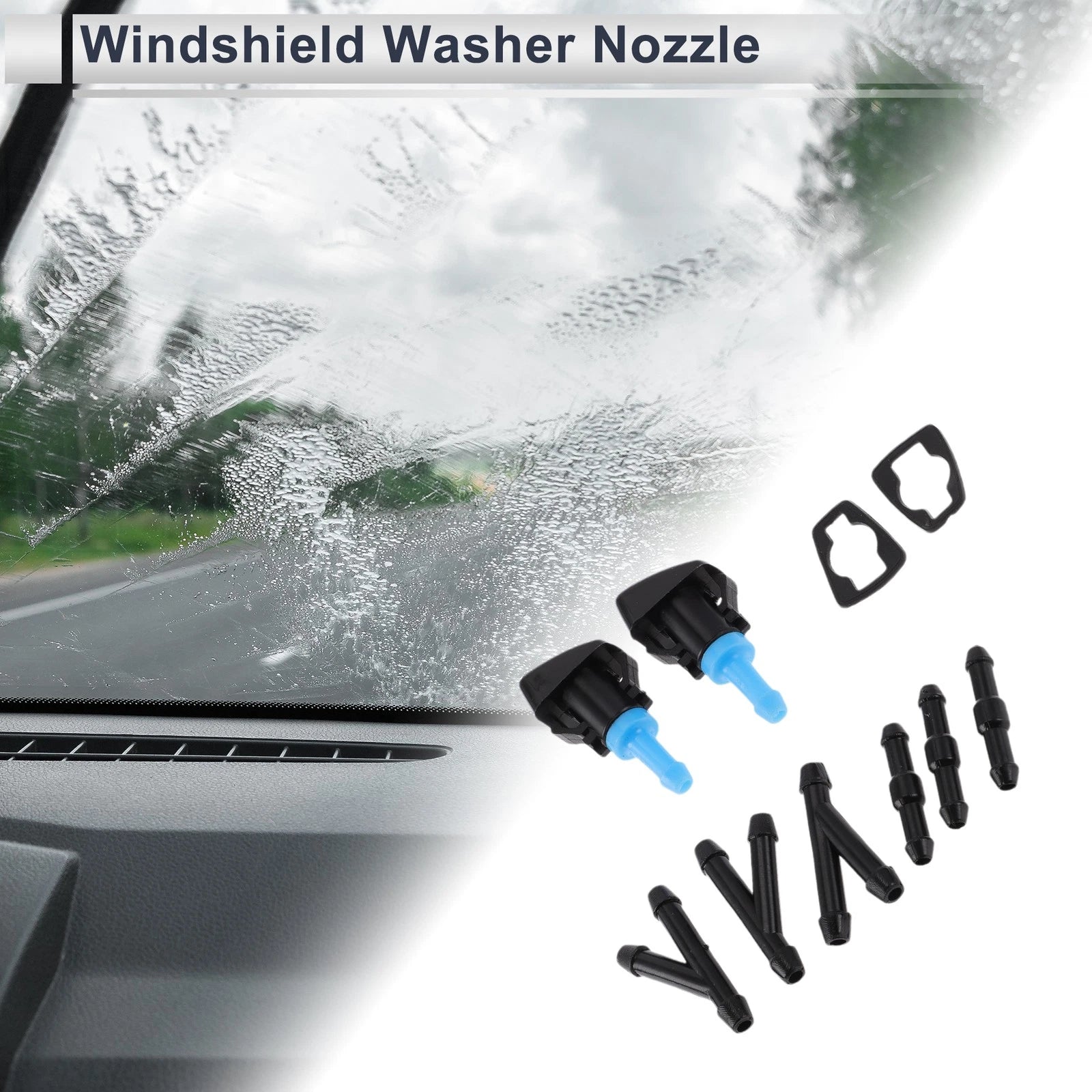 Washer Nozzle Set of 3 w/ Hose Connector for Mitsubishi No. 8265A048