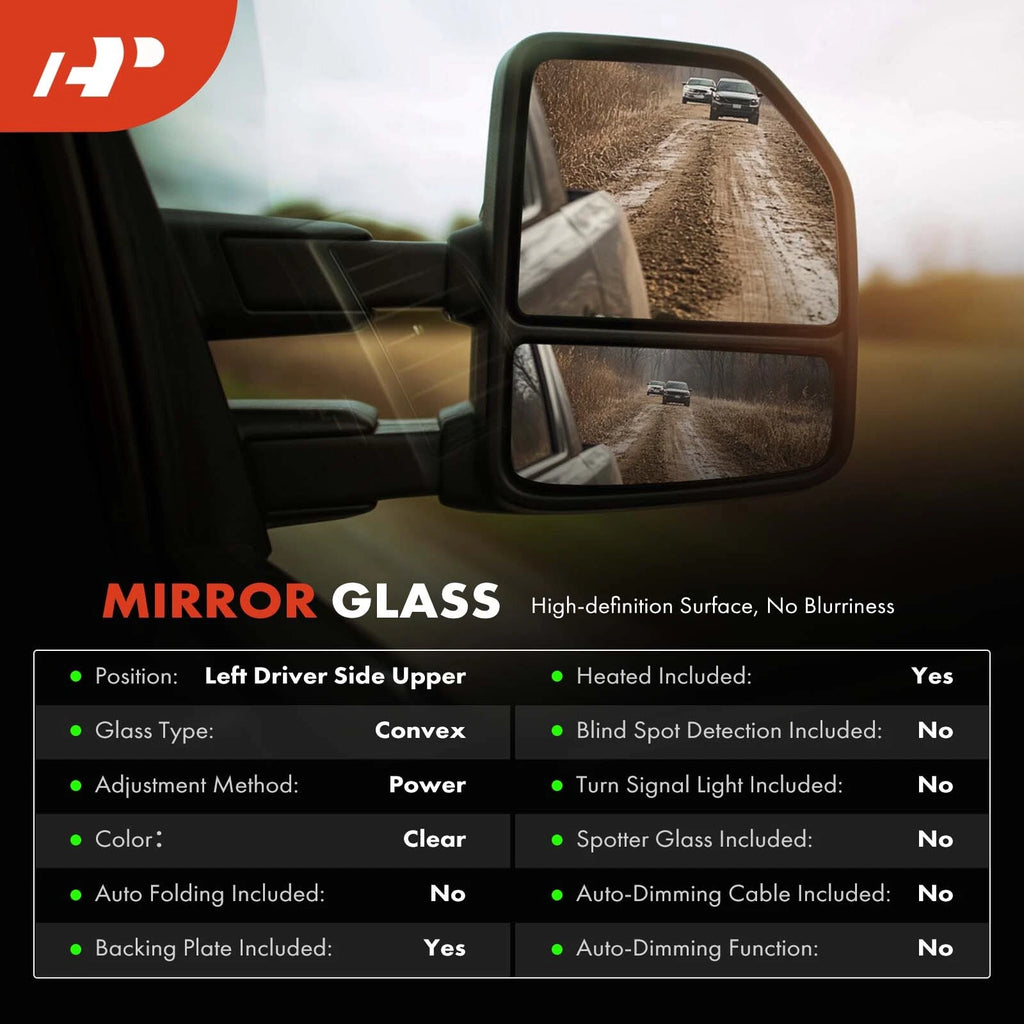 Heated Driver Upper Power Mirror Glass for Ford Transit-150 (2015–2019)