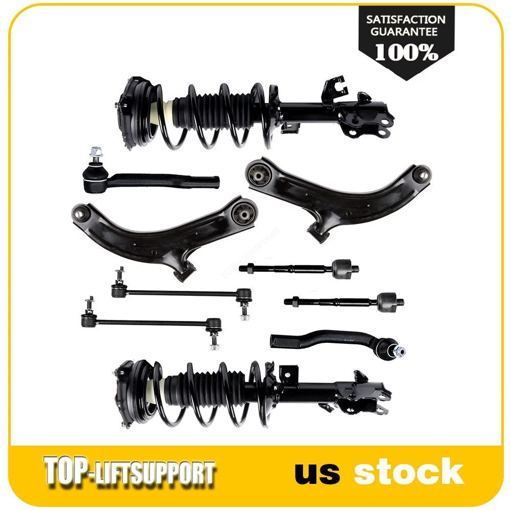Set of 10 Front Struts Lower Control Arms Tie Rods Sway Bars for Nissan Versa Cube