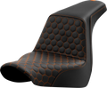 SADDLEMEN Step-Up Seat for FL/FX (2018–2024) - Honeycomb, Orange Stitching