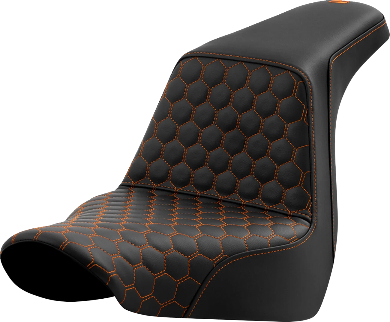 SADDLEMEN Step-Up Seat for FL/FX (2018–2024) - Honeycomb, Orange Stitching