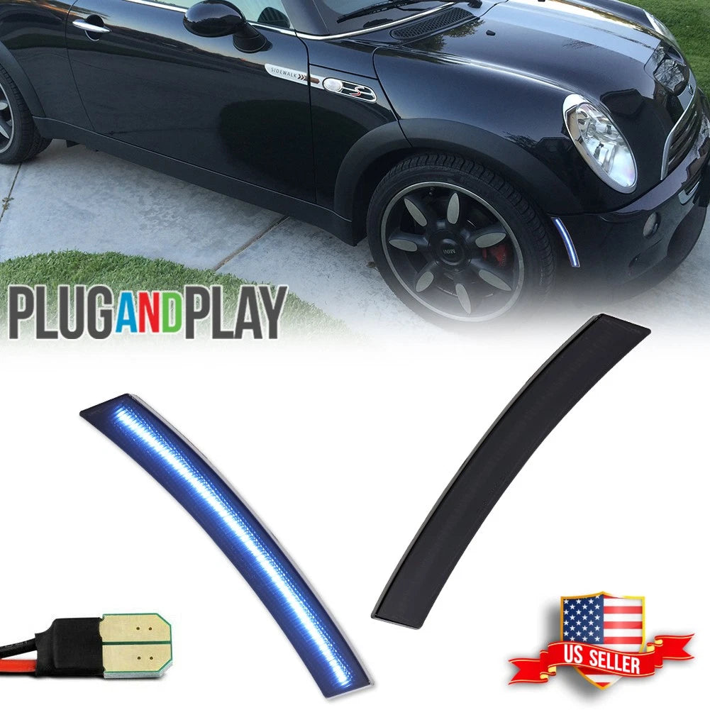 Smoked Ice Blue LED Front Side Marker Lights for Mini Cooper (2002–2008)