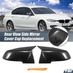 Pair Rearview Mirror Cover Cap Black Carbon Fiber for BMW F20 F22 F23 F30 F31 (2012–2019)