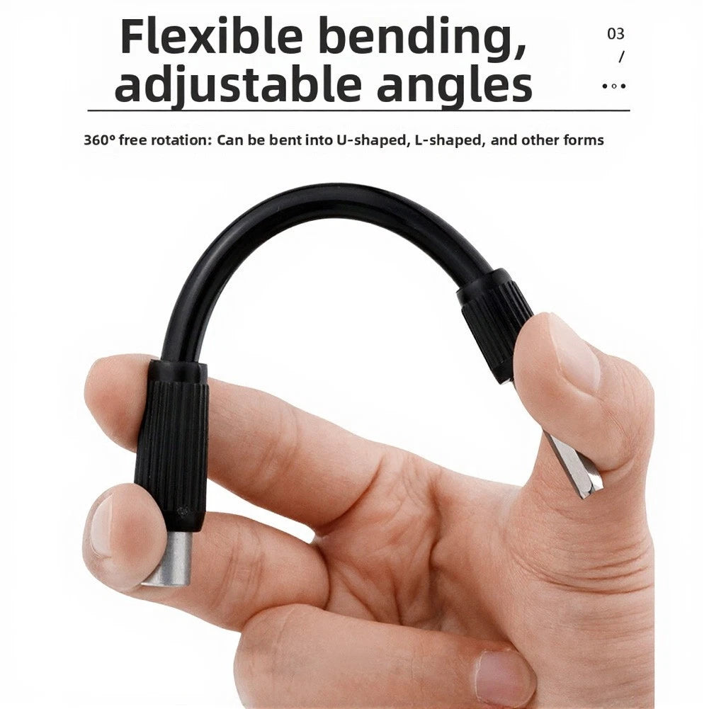 Bi-Directional Flexible Shaft for Standard Screwdriver Bits