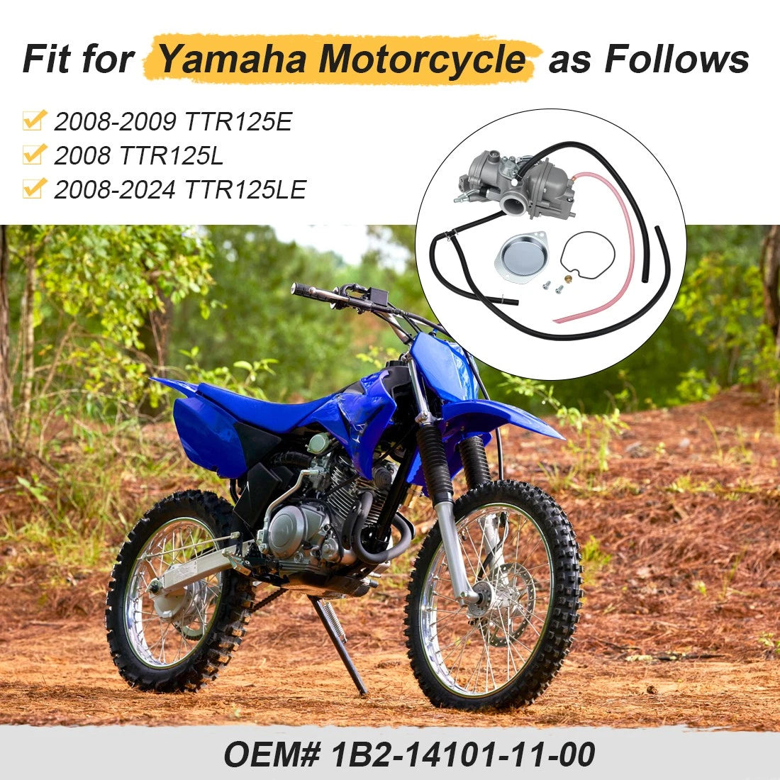 Carburetor Assembly for Yamaha TTR-125LE (2008–2024) 1B2-14101-11-00