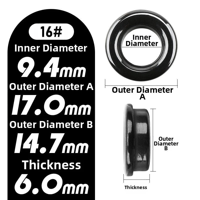 Fishing Rod Guide Rings Set of 5 Black OD 6mm 8mm 10mm 12mm