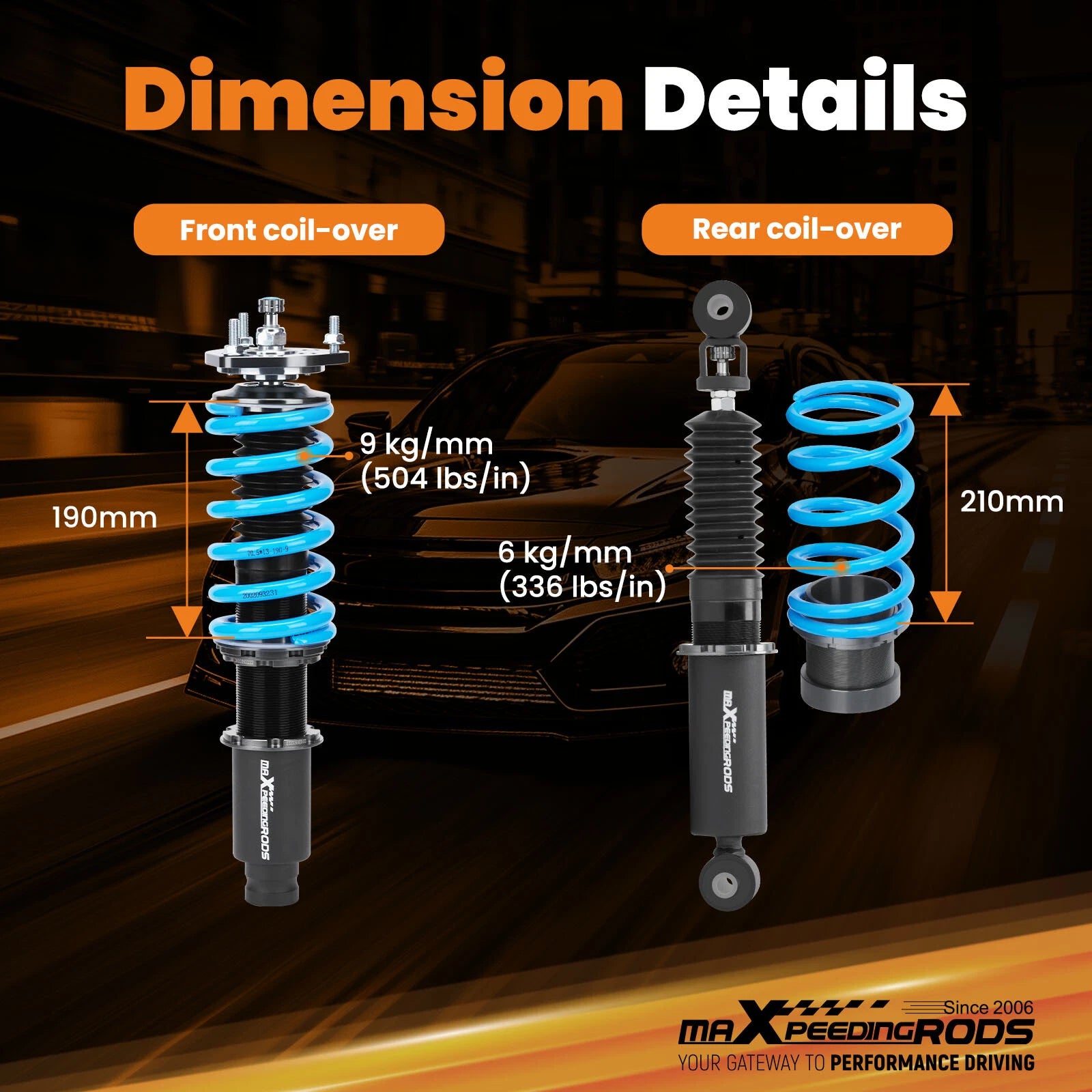 Adjustable Coilover Lowering Kit for Mazda 6 (2003-2006)
