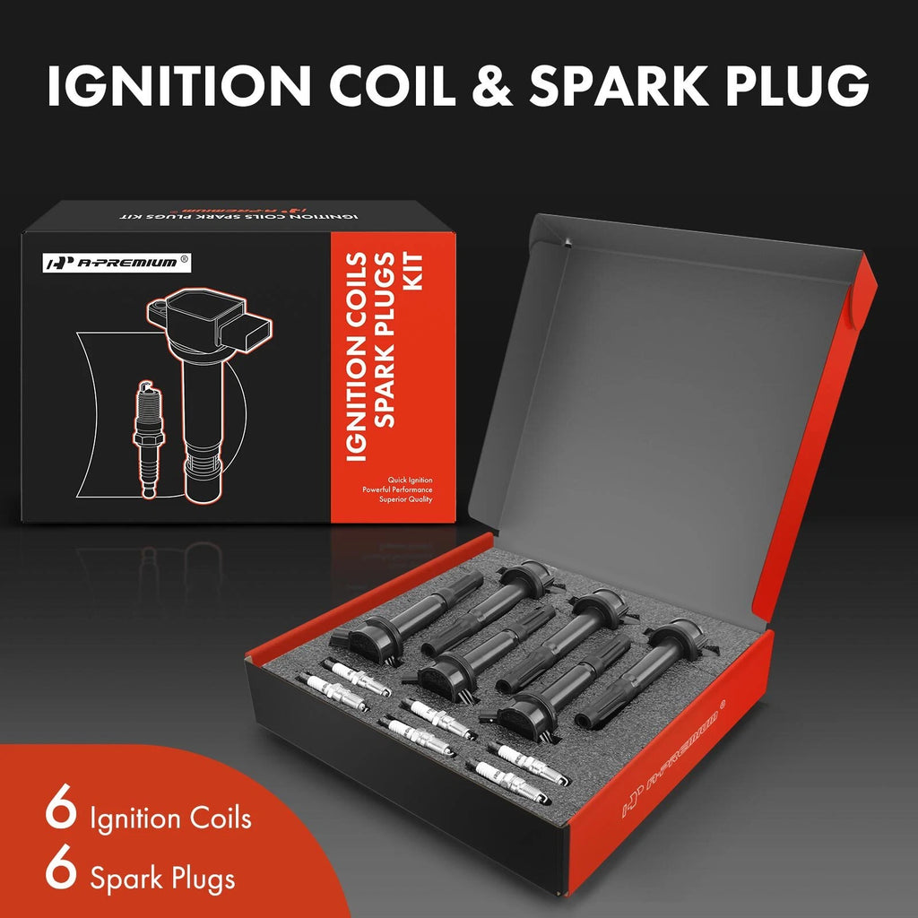 Set of 6 Ignition Coils & Iridium Spark Plugs for Ford Escape (2009–2012)