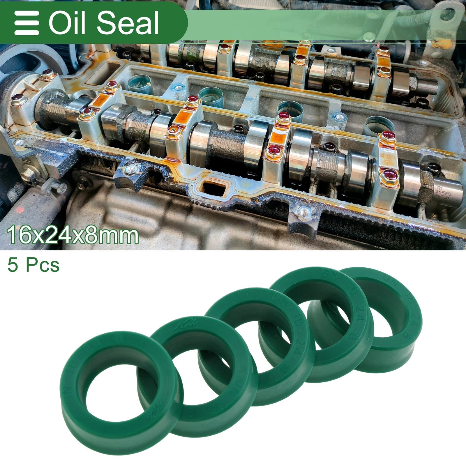 Set of 5 Oil Seal Ring 16x24x8mm for Rotary Shaft (High Pressure)