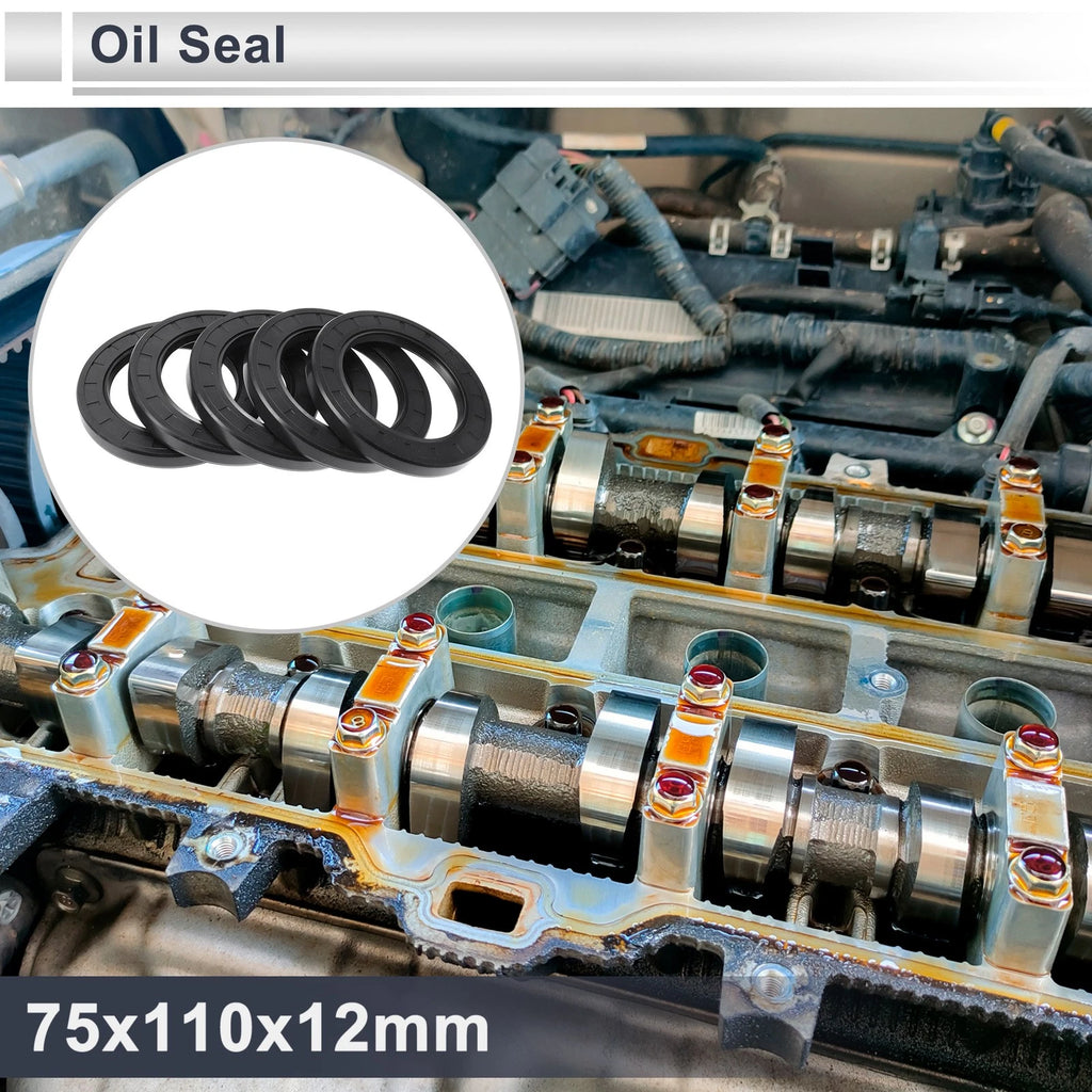 Set of 5 Oil Seal Rotary Shaft Seal Nitrile Rubber 75x110x12mm