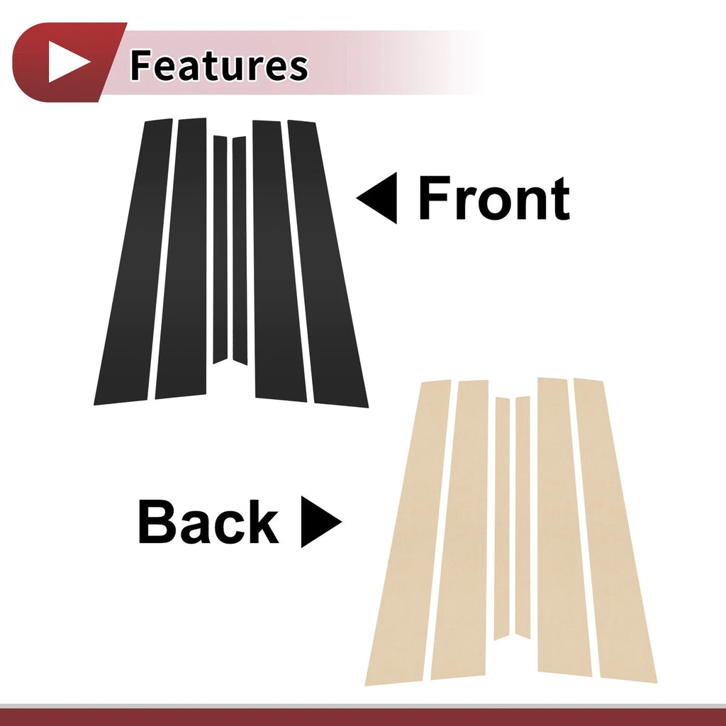 Set of 6 Car Door Pillar Window Trim for Lexus LS430 (2001–2006) Black