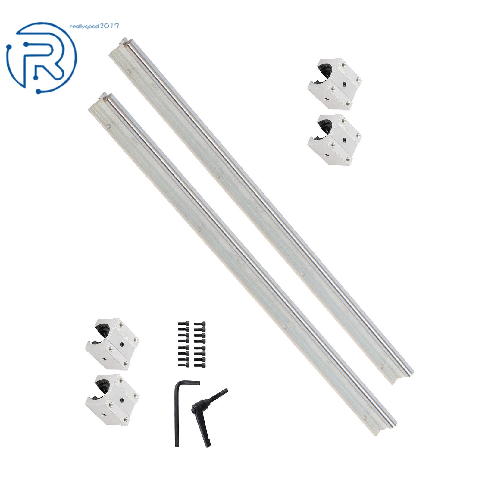 2Pcs Linear Shaft Rail with 4Pcs Square Type Bearings for Universal Use