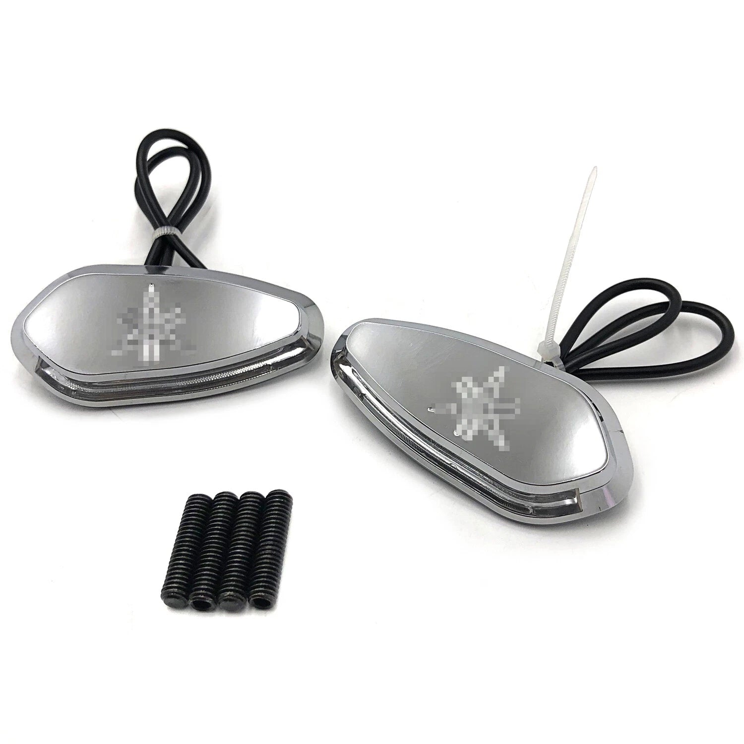 LED Chrome Mirror Block Off Base Plates for Yamaha R1 YZF-R1 (2000–2008)
