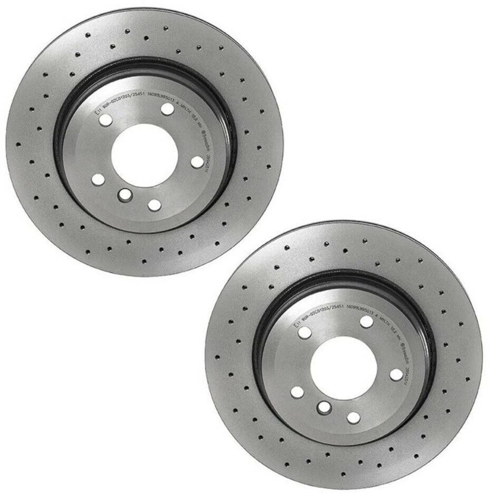 Set of 2 Brembo Xtra Rear Drilled Brake Disc Rotors for BMW E60 (2006–2010)