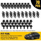 Body Bolts & U-nut Clips Set for Universal Engine Under Cover Splash Shield
