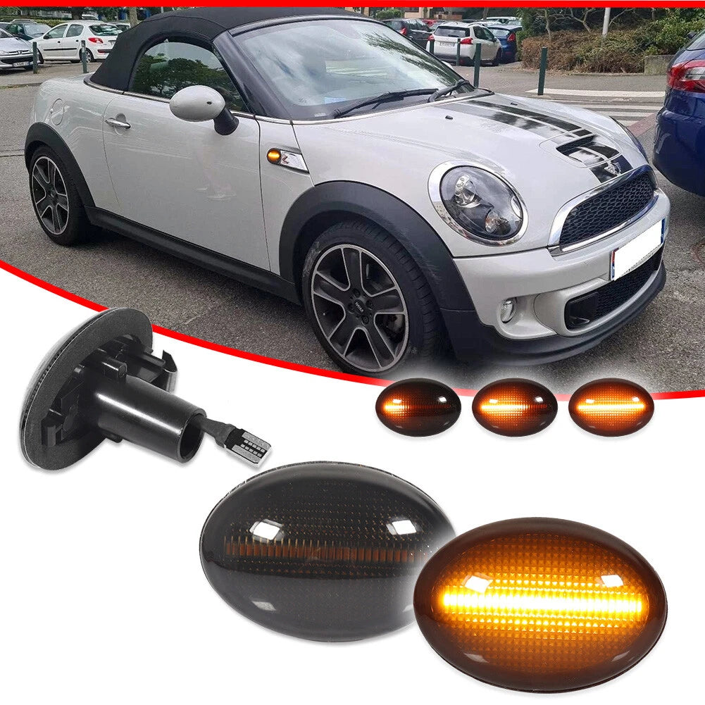Smoked Dynamic Amber LED Side Marker Lights for MINI Cooper (2007–2016)