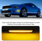 2X Smoked Lens Front Side Marker Lights Amber LED for Ford Mustang (2010–2014)