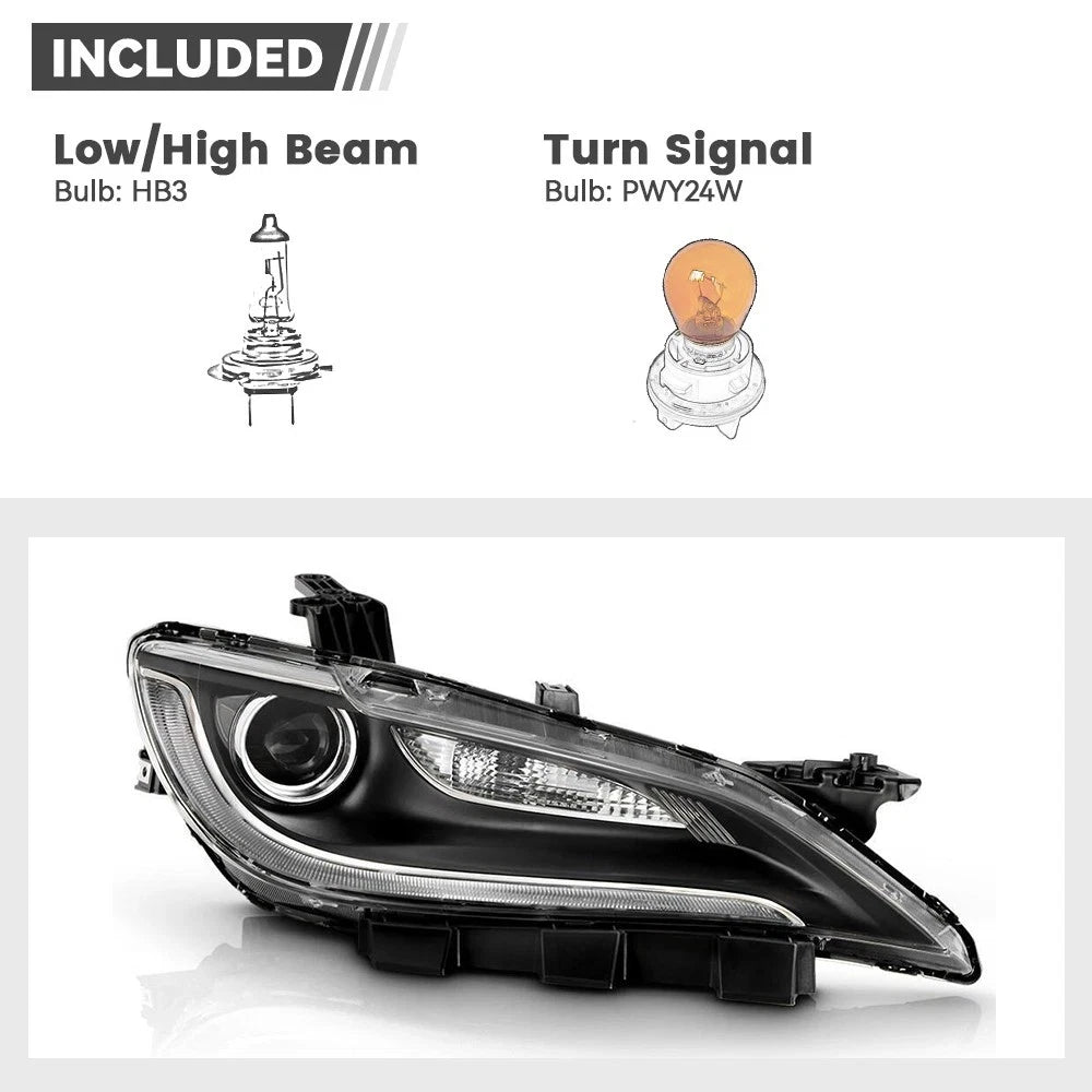 Halogen Headlights for Chrysler 200 (2015–2017) W/O LED DRL, Left + Right