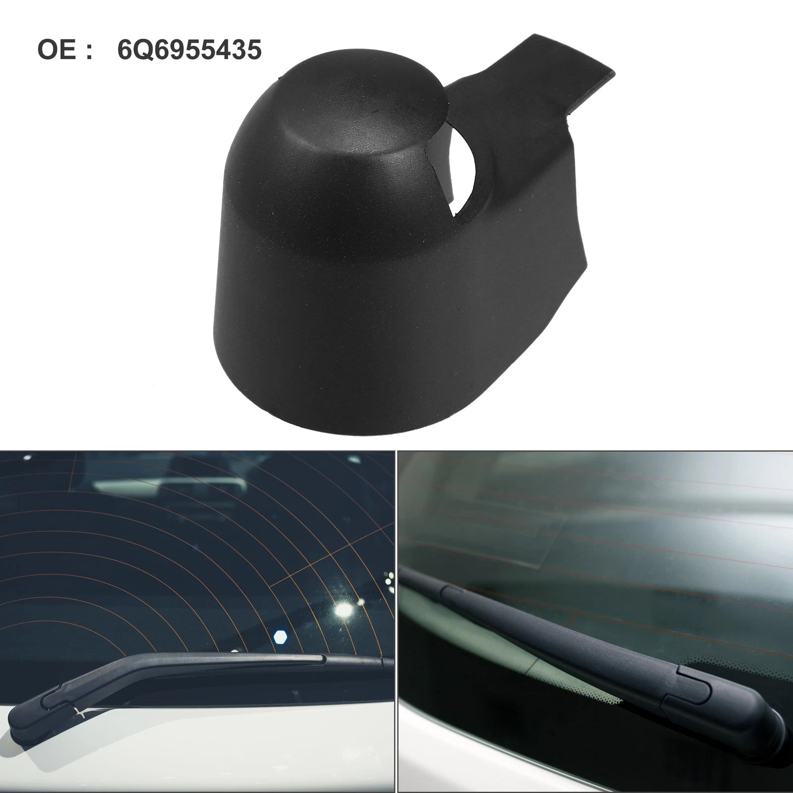 Rear Windshield Wiper Arm Nut Cover Cap for Volkswagen GTI (Pack of 1) Black