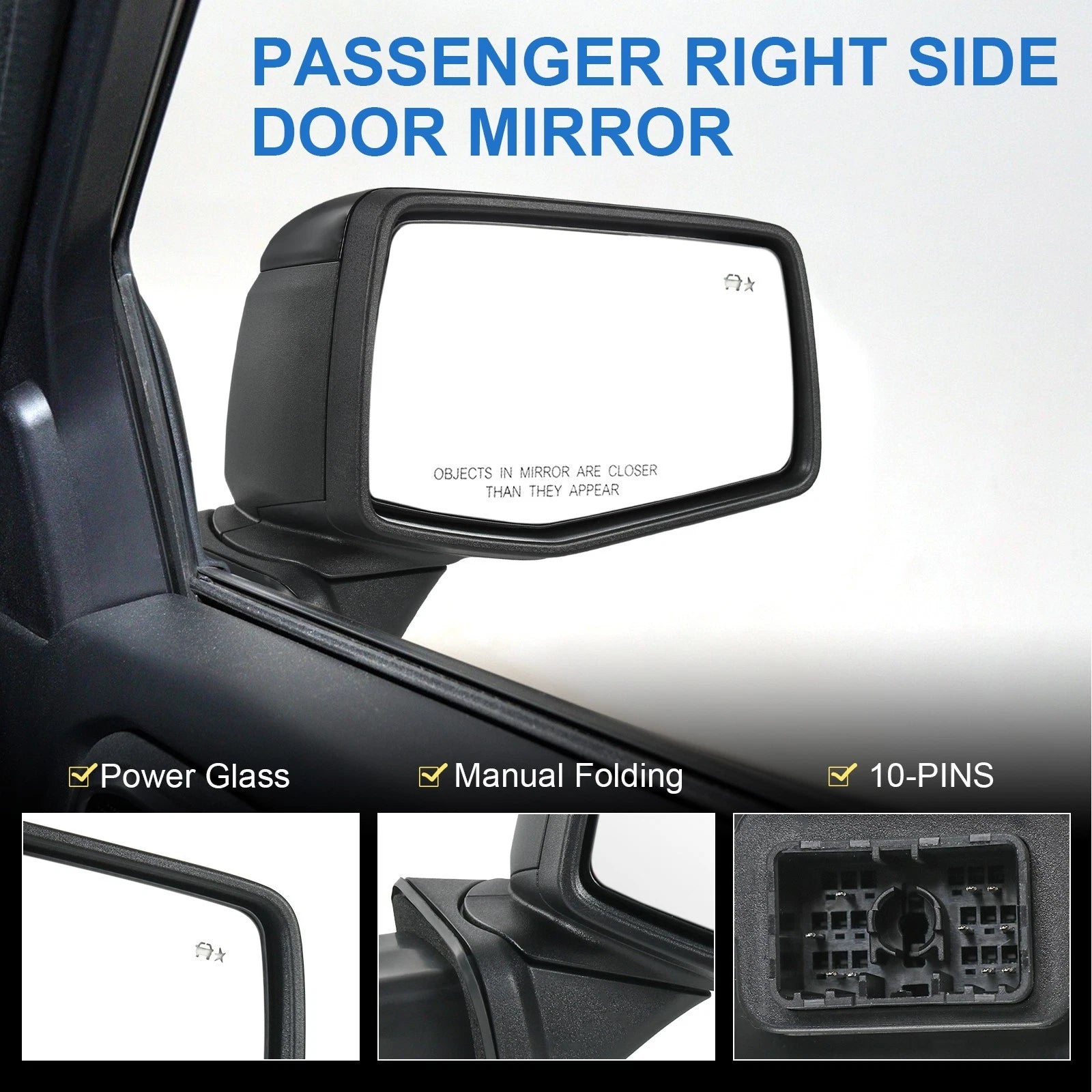Right Side Power Heated Mirror with Temp & BSM for Chevy Silverado 1500 (2019-2024)