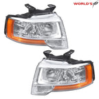 Set of 2 Halogen Projector Headlights for Ford Expedition (2015–2017) Chrome Housing