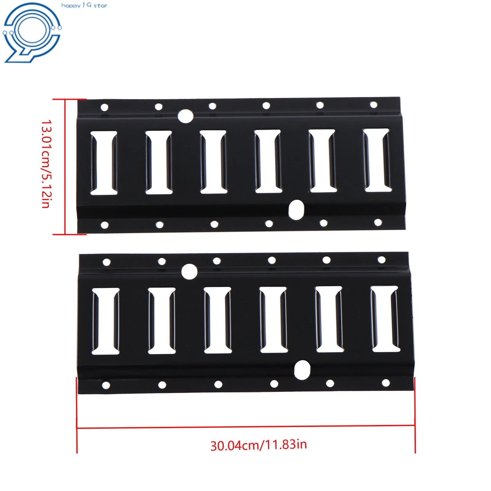 Set of 2 Black Powder-Coated Steel E Track Tie Down Rails for E Track Systems