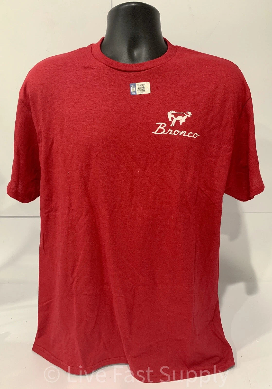 Ford Bronco T Shirt Red 1st Gen Off Road Emblem for 1966–1977 Models