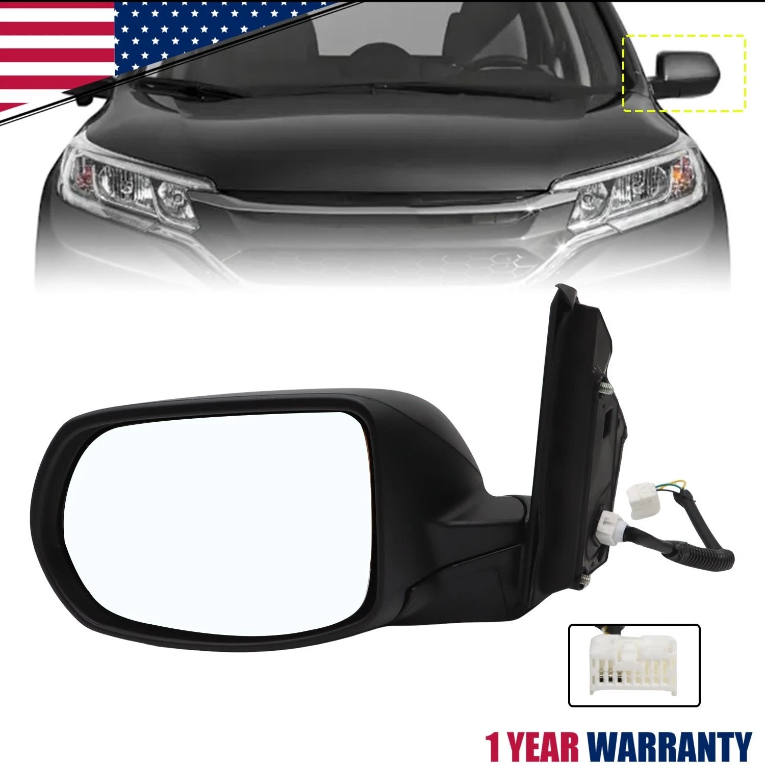 Driver Side Mirror for Honda CR-V (2012–2016) - Paintable